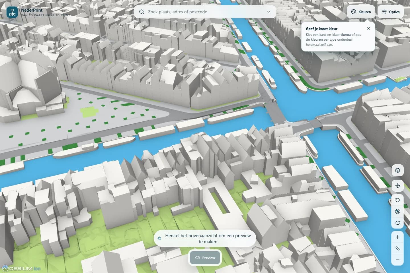 Woonboten in de Amsterdamse grachten op de 3D-kaart
